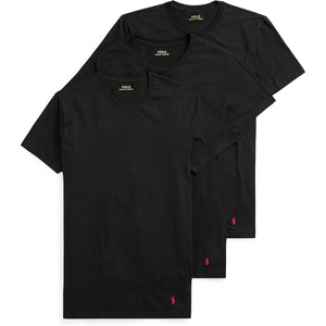 POLO RALPH LAUREN Men’s T-Shirt, 3-Pack, Classic Men’s Cotton Crewneck Shirts, Moisture-Wicking, (Long, Big & Tall)(Polo Black/Red – 3 Pack)