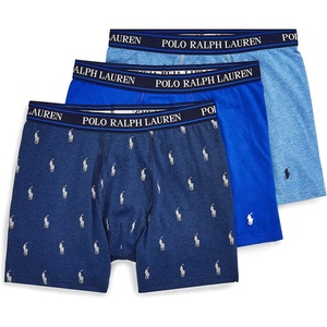 POLO RALPH LAUREN Underwear Boxer Brief, 3-Pack, Stretch Classic Fit, Moisture Wicking Pouch, Regular, Trunk & Long Leg(Pale Royal/Monroe/Blue Saturn)