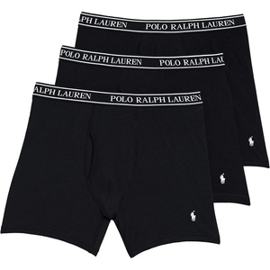 POLO RALPH LAUREN Underwear Boxer Brief, 3-Pack, Stretch Classic Fit, Moisture Wicking Pouch, Regular, Trunk & Long Leg(Polo Black/White- 3 Pack)