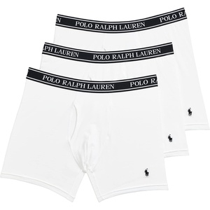 POLO RALPH LAUREN Underwear Boxer Brief, 3-Pack, Stretch Classic Fit, Moisture Wicking Pouch, Regular, Trunk & Long Leg(White/Polo Black- 3 Pack)