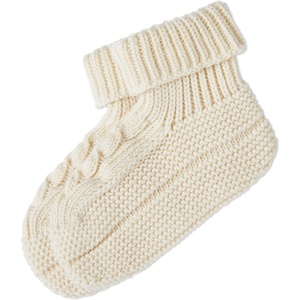 POLO RALPH LAUREN Unisex-baby Baby’s Bootie with Cable 1 Pair Pack Soft Cotton Comfort(Ivory)