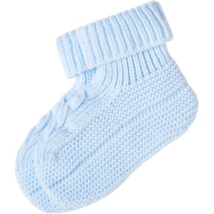 POLO RALPH LAUREN Unisex-baby Baby’s Bootie with Cable 1 Pair Pack Soft Cotton Comfort(Soft Blue)