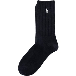 POLO RALPH LAUREN Women’s Casual Solid Color Crew Socks – 1 Pair – Combed Cotton Comfort(Black)
