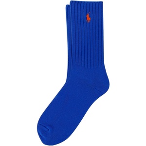 POLO RALPH LAUREN Women’s Casual Solid Color Crew Socks – 1 Pair – Combed Cotton Comfort(Blue)
