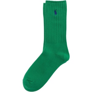 POLO RALPH LAUREN Women’s Casual Solid Color Crew Socks – 1 Pair – Combed Cotton Comfort(Bright Green)