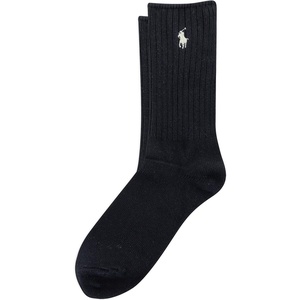 POLO RALPH LAUREN Women’s Casual Solid Color Crew Socks – 1 Pair – Combed Cotton Comfort(Coal)