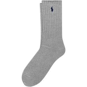 POLO RALPH LAUREN Women’s Casual Solid Color Crew Socks – 1 Pair – Combed Cotton Comfort(Gray)