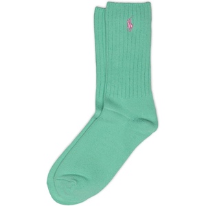 POLO RALPH LAUREN Women’s Casual Solid Color Crew Socks – 1 Pair – Combed Cotton Comfort(Green)