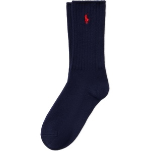 POLO RALPH LAUREN Women’s Casual Solid Color Crew Socks – 1 Pair – Combed Cotton Comfort(Navy)