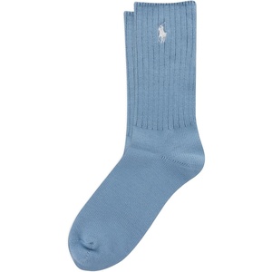 POLO RALPH LAUREN Women’s Casual Solid Color Crew Socks – 1 Pair – Combed Cotton Comfort(Soft Blue)