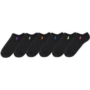 POLO RALPH LAUREN Women’s Classic Sport Flat Knit Low-Cut Socks (6-Pack)(Black Assorted)