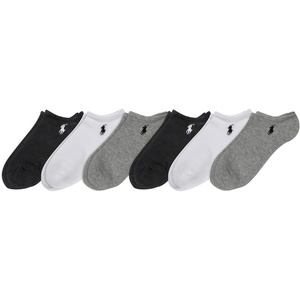 POLO RALPH LAUREN Women’s Classic Sport Flat Knit Low-Cut Socks (6-Pack)(Gray Assorted)