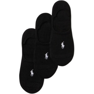 POLO RALPH LAUREN Women’s Classic Sport Sneaker Liner Socks – 3 Pair Pack – Non-slip Gripper & Arch Support(Black)
