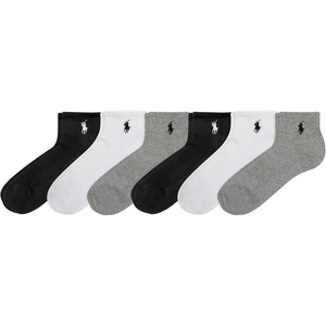 POLO RALPH LAUREN Women’s Performance Cotton Ankle Socks – 6 Pair Pack – Breathable Mesh & Sport Cushioning(Gray Assorted)