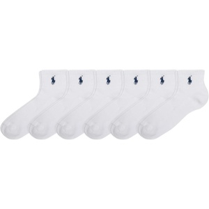 POLO RALPH LAUREN Women’s Performance Cotton Ankle Socks – 6 Pair Pack – Breathable Mesh & Sport Cushioning(White)
