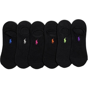 POLO RALPH LAUREN Women’s Performance Cotton Liner Socks – 6 Pair Pack – Breathable Mesh & Sport Cushioning(Black Assorted)