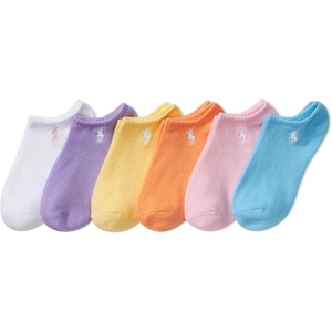 POLO RALPH LAUREN girls Classic Sport Low Cut Socks – 6 Pair Pack – Soft Lightweight Cotton Comfort(Pastel)