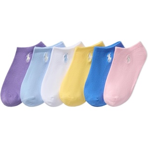 POLO RALPH LAUREN girls Classic Sport Low Cut Socks – 6 Pair Pack – Soft Lightweight Cotton Comfort(Pastel Cotton)