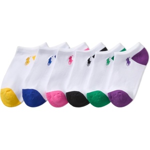 POLO RALPH LAUREN girls Classic Sport Low Cut Socks – 6 Pair Pack – Soft Lightweight Cotton Comfort(White Color Tip Cotton)
