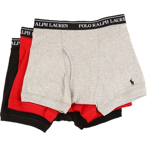 POLO RALPH LAUREN mens Classic Fit Breathable Mesh Boxer Briefs 3-pack(Black / Red / Grey)
