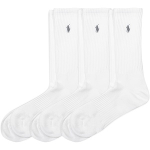 POLO RALPH LAUREN mens Tech Athletic Crew Socks – 3 Pair Pack – Sport Cushioned Arch Support(White)