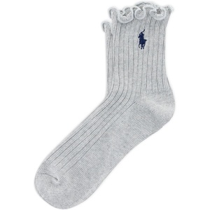 POLO RALPH LAUREN womens Lettuce Edge Ankle Socks – 1 Pair Pack – Sustainable Cotton Comfort(Solid Gray Heather)