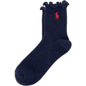POLO RALPH LAUREN womens Lettuce Edge Ankle Socks – 1 Pair Pack – Sustainable Cotton Comfort(Solid Navy)