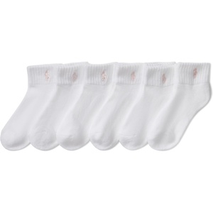 Polo Baby Socks for Boys and Girls with Gripper Bottoms (6 Pairs) White/Pink Pony, 2T – 4T