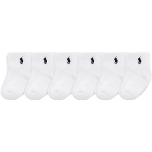 Polo Ralph Lauren Baby’s Classic Sport Ankle Socks, 6 Pair Pack, Soft Stretchy Yarn & Stay Up Top(White Navy Cotton)