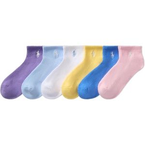 Polo Ralph Lauren Girls’ Athletic Performance Ankle Socks – 6 Pair Pack – Soft Cushioned Comfort(Pastel Cotton)