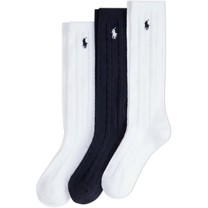 Polo Ralph Lauren Girl’s Cable Knee High Socks – 3 Pair Pack(Navy Assorted)