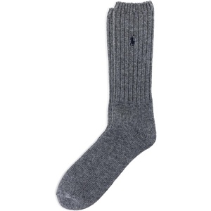Polo Ralph Lauren Men’s Casual Wool Ribbed Boot Crew Socks – 1 Pair Pack – Doer Lambswool(Gray Heather)
