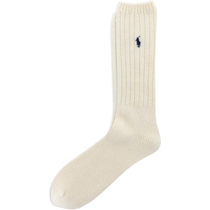 Polo Ralph Lauren Men’s Casual Wool Ribbed Boot Crew Socks – 1 Pair Pack – Doer Lambswool(Ivory)