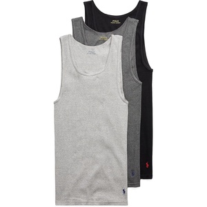 Polo Ralph Lauren Mens Classic Fit Cotton Tanks 3-Packs(Andover Heather/Madison Heather/Black)