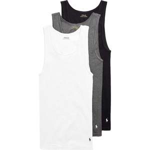Polo Ralph Lauren Mens Classic Fit Cotton Tanks 3-Packs(Black / Grey / White)
