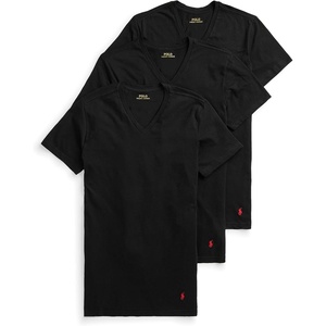 Polo Ralph Lauren Men’s Classic Fit Cotton V-Neck Undershirt 3-Pack(Polo Black/Red – 3 Pack)