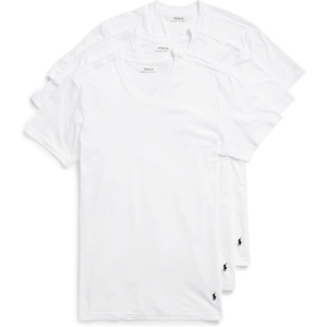 Polo Ralph Lauren Men’s Classic Fit Cotton V-Neck Undershirt 3-Pack(White/Navy – 3 Pack)