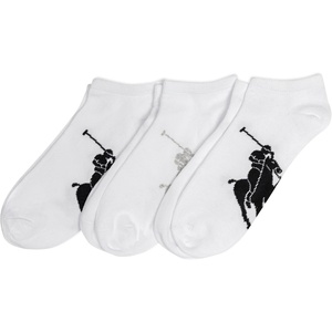 Polo Ralph Lauren Men’s Classic Sport Big Pony Low Cut Socks – 3 Pair Pack – Soft and Lightweight Cotton Comfort(White)