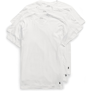 Polo Ralph Lauren Mens Classic Stretch Crew Undershirts Big & Tall 3-Pack(White/Navy – 3 Pack)