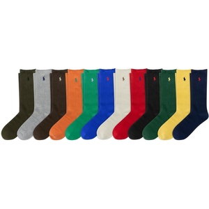 Polo Ralph Lauren Men’s Cotton Ribbed Dress Crew Socks – 1 Pair Pack – Solid Color Cushioned Comfort(Assorted 12 Pack Gift Box)