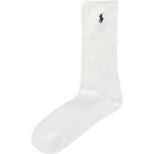 Polo Ralph Lauren Men’s Cotton Ribbed Dress Crew Socks – 1 Pair Pack – Solid Color Cushioned Comfort(White)