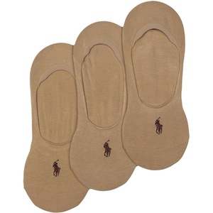 Polo Ralph Lauren Men’s Dress Liner Socks – 3 Pair Pack – Lightweight Cotton Comfort with Non-Slip Heel(Beige)