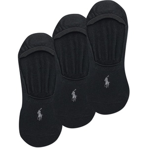 Polo Ralph Lauren Men’s Dress Liner Socks – 3 Pair Pack – Lightweight Cotton Comfort with Non-Slip Heel(Black)