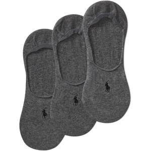 Polo Ralph Lauren Men’s Dress Liner Socks – 3 Pair Pack – Lightweight Cotton Comfort with Non-Slip Heel(Charcoal)