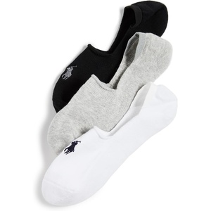 Polo Ralph Lauren Men’s Dress Liner Socks – 3 Pair Pack – Lightweight Cotton Comfort with Non-Slip Heel(Grey/White/Black)
