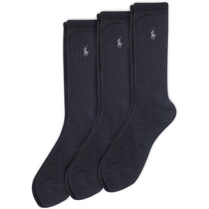 Polo Ralph Lauren Men’s Ribbed Casual Crew Sock 3-Pack(Black)
