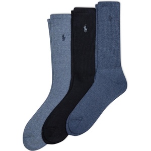 Polo Ralph Lauren Men’s Ribbed Casual Crew Sock 3-Pack(Denim)