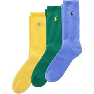 Polo Ralph Lauren Men’s Ribbed Casual Crew Sock 3-Pack(Soft Blue)