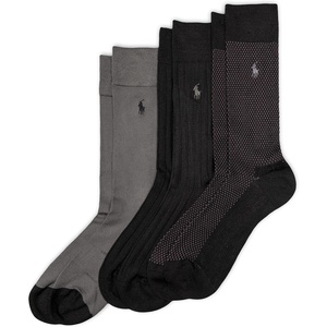 Polo Ralph Lauren Men’s Super Soft Birdseye Dress Crew Socks (3-Pack)(Black Birdseye)