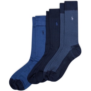 Polo Ralph Lauren Men’s Super Soft Birdseye Dress Crew Socks (3-Pack)(Navy Birdseye)